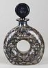 Victorian all-over sterling silver overlay ring form novelty decanter engraved "1904" 9.5" x 6"