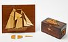 Wooden Ship Plaque and Box with Ship