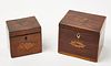 Two Tea Caddy Boxes with Wood Inlaid