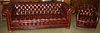 Matching Hickory Chair Co.  Mahogany tufted leather sofa and chair. 90"l