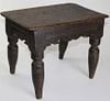 17th c oak stool with shaped skirt and molded sides. 17½"l x 13½"h x 11"d.