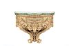 A Carved Giltwood and Painted Wall-Mount Shelf, Height 20 3/4 x width 28 x depth 13 1/2 inches.
