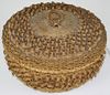 early 20th c Penobscot porcupine basket w/ looped decoration, ht 5”,  dia 8.5”early 20th c Penobscot