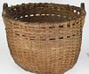 late 19th c country double handled farm basket, some damage, ht 19”, dia 30”late 19th c country doub