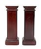 A Pair of English Carved Mahogany Pedestal, Height 40 inches.