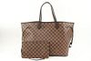 LOUIS VUITTON LARGE DAMIER EBENE NEVERFULL GM TOTE WITH POUCH