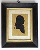 late 18th c silhouette of a gentleman on lined paper, 3 3/4” x 3”late 18th c silhouette of a gentlem