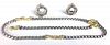 18k y.g. on sterling David Yurman link chain and pair of loop earrings. Necklace marked. Earrings no