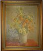 Kay Womrath (American 20th c ) Floral Still life O/b 20 x 16" identified on reverse