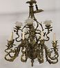 Antique 12 Arm Chandelier with  Glass Shades