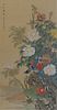 Large Framed Signed Asian Painting of 'Birds and