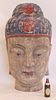 Monumental Carved and Painted Buddha Head.