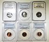 LOT OF 6 GRADED COINS: