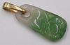 JEWELRY. 18kt Gold and Carved Jade Pendant.