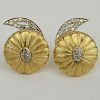 Pair of Vintage 14 Karat Yellow Gold Button style Earrings Set with Approx. 1.20 Carat Marquise Cut Diamonds and further accented with Round Brilliant