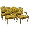 Set of Four (4) 19th Century French Louis XV style Carved and Painted Fauteuils with Petit Point Upholstery.