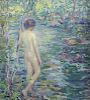 HUTCHENS, Frank. Oil on Canvas. "The Bather".