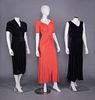 THREE VELVET OR JERSEY DRESSES, 1930-1940s