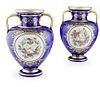 ATTRIBUTED TO BACCARAT, A PAIR OF BLUE GROUND OPALINE GLASS VASES
