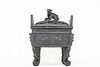Chinese Fangding Bronze Censer w/ Foo Dog Finial 