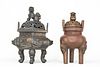 Grp: 2 Chinese Bronze Censers with Foo Dog Motifs