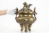 Large Chinese Bronze Censer with Animal Motif