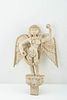 Large White Architectural Carved Wood Angel
