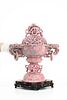 Large Chinese Pink Stone Censer
