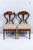 Pair of Upholstered Wooden Scallop Motif Chairs