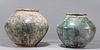 Two Chinese Early Style Green Crackle Glazed Ceramic Vessels