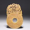Chinese Elaborate Archaistic Carved Hardstone Bi