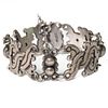 Serafin Moctezuma vintage Mexican sterling silver bracelet. sterling silver "Vindobonensis"  bracelet, ca.1940's-1950's. Pin clasp on safety chain. Ma