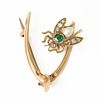 19th Century 14K gold Emerald, Pearl and Diamond Brooch
