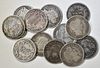 LOT OF 12 BARBER DIMES  1898-1914  G-VF