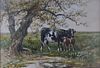 Hugo A. Fisher, "Cows in Pasture" Watercolor
