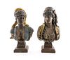 Pair of Orientalist Cast Metal Busts of Women
