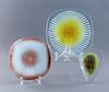 3 Maurice Heaton Art Glass Plates / Dishes