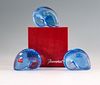 3 Baccarat Crystal Nautilus Shell Paperweights