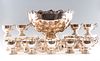 Silverplate Punch Bowl & 24 cups