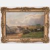 Charles A. Graves (19th Century) Farm Landscape with Figures, Oil on canvas,