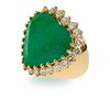 Emerald 19 carat approx with diamonds ring ,18K, gold impressive Ring