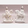 A Pair of Staffordshire Porcelain Figures on Horseback, 20th Century.