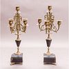 A Pair of Victorian Onyx and Brass Ten Light Candelabra, 19th Century.