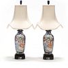 Pair of Chinese Famille Rose Vase Lamps 