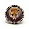 Victorian Silver Topped Gold, Enamel and Diamond Fox Brooch 