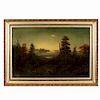 Antique Painting of an Encampment in the Adirondacks 