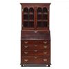 American Chippendale Transitional Inlaid Secretaire Bookcase 