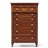 Late Federal Tiger Maple & Cherry Tall Chest of Drawers 