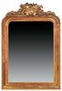 French Gilt and Gesso Overmantel Mirror, 19th c., the shell and floral crest over a wide arched frame around an arched plate, H.- 39 1/2 in., W.- 26 1