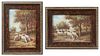H. Assteya, "Sheep Drinking Water," and "Sheep Grazing," 20th c., pair of oils on board, each signed lower left, each presented in wood frames, H.- 4 